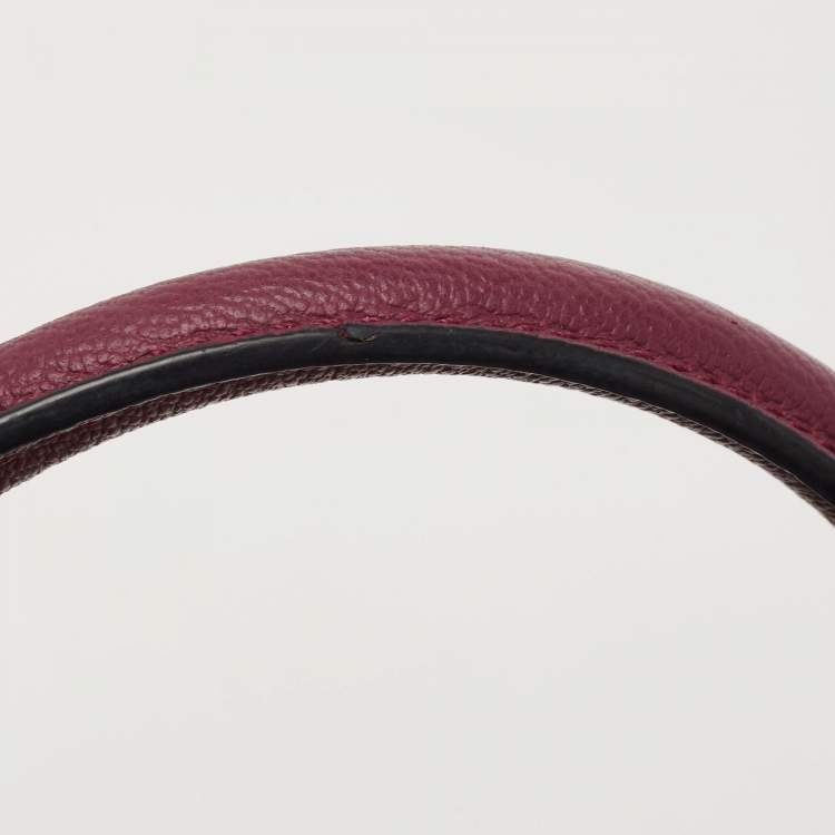 Pre Owned Burberry Burgundy Grained Leather Small Buckle Tote