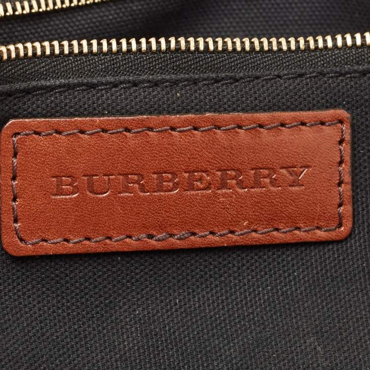 Pre Owned Burberry Beige/Tan House Check Fabric and Leather Orchard Bowler Bag
