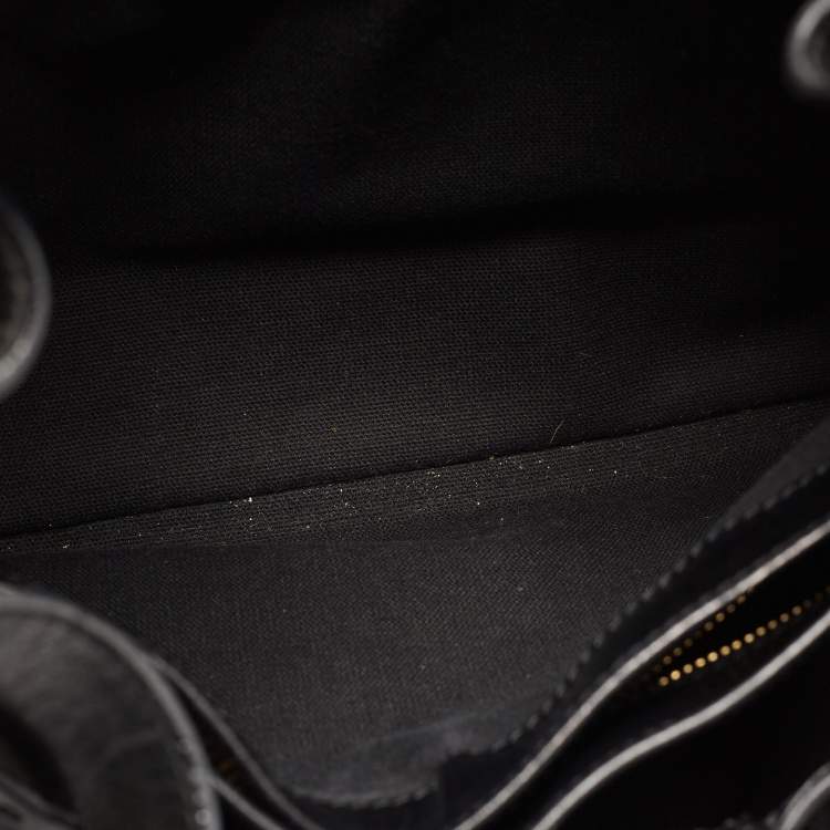 Pre Owned Burberry Black/Beige House Check Canvas and Leather Bridle Shoulder Bag