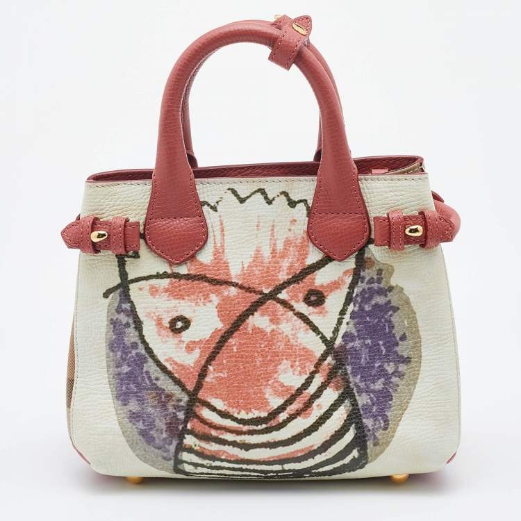 Pre Owned Burberry Multicolor Printed Leather Banner Tote