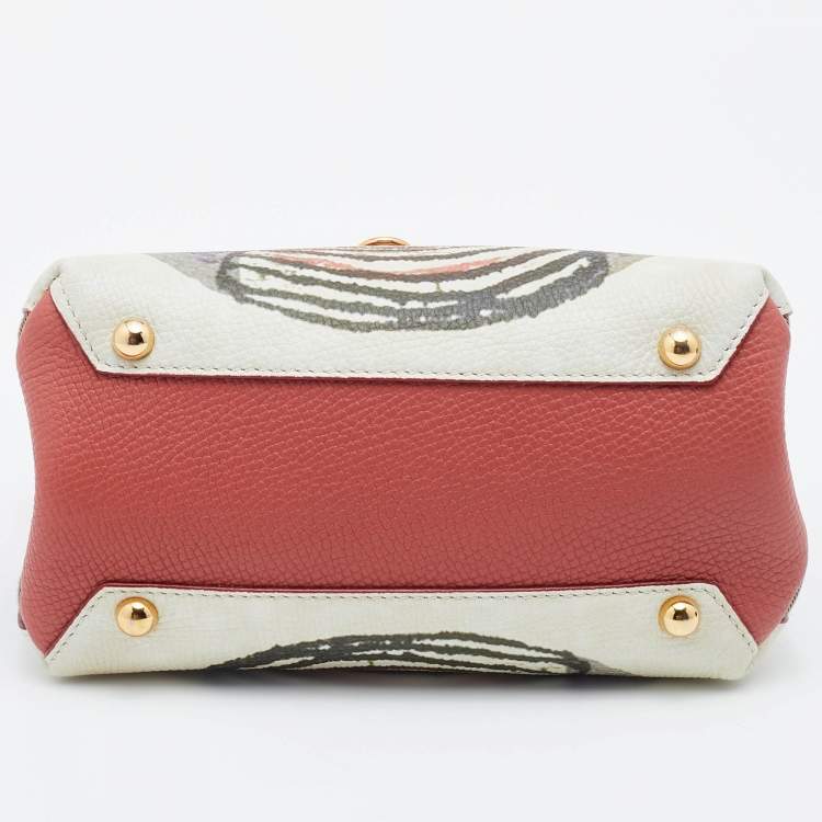 Pre Owned Burberry Multicolor Printed Leather Banner Tote