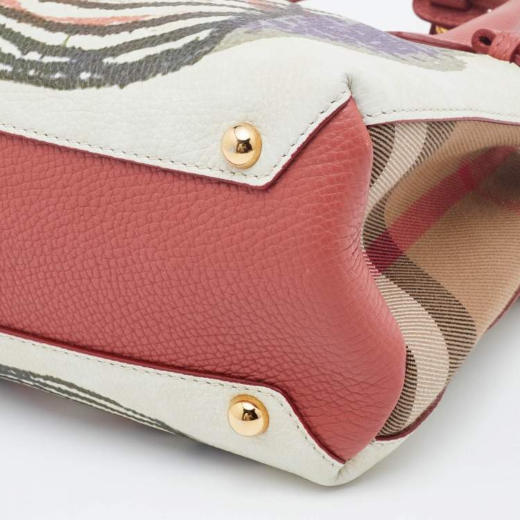 Pre Owned Burberry Multicolor Printed Leather Banner Tote