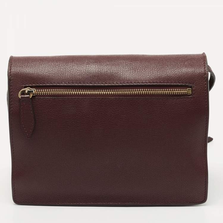 Pre Owned Burberry Burgundy House Check Canvas and Leather Macken Crossbody Bag