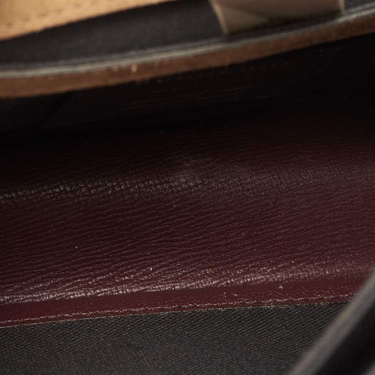 Pre Owned Burberry Burgundy House Check Canvas and Leather Macken Crossbody Bag
