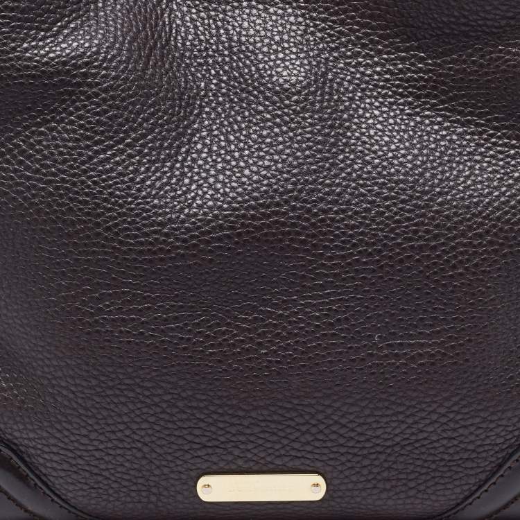 Pre Owned Burberry Dark Brown Leather Small Canterbury Tote