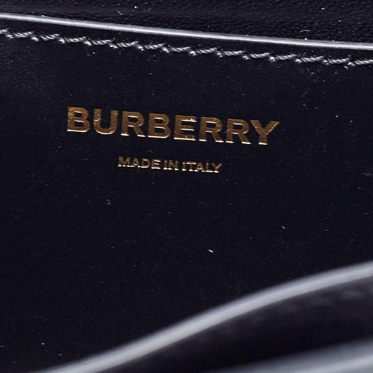 Pre Owned Burberry Black Leather TB Bum Chain Belt Bag