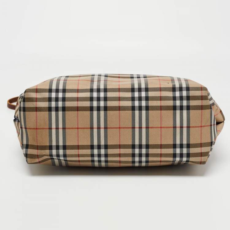 Pre Owned Burberry Beige/Brown Nova Check Nylon Tote