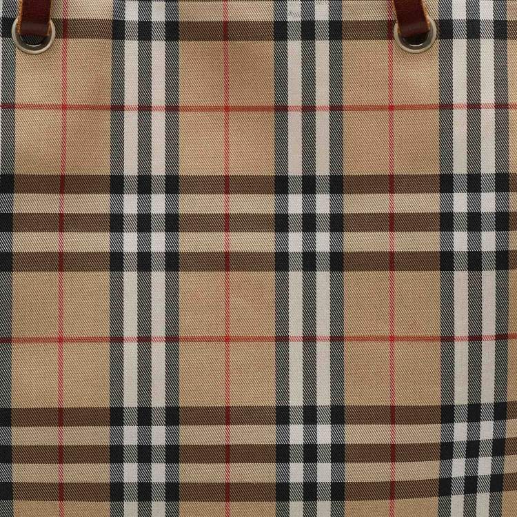 Pre Owned Burberry Beige/Brown Nova Check Nylon Tote