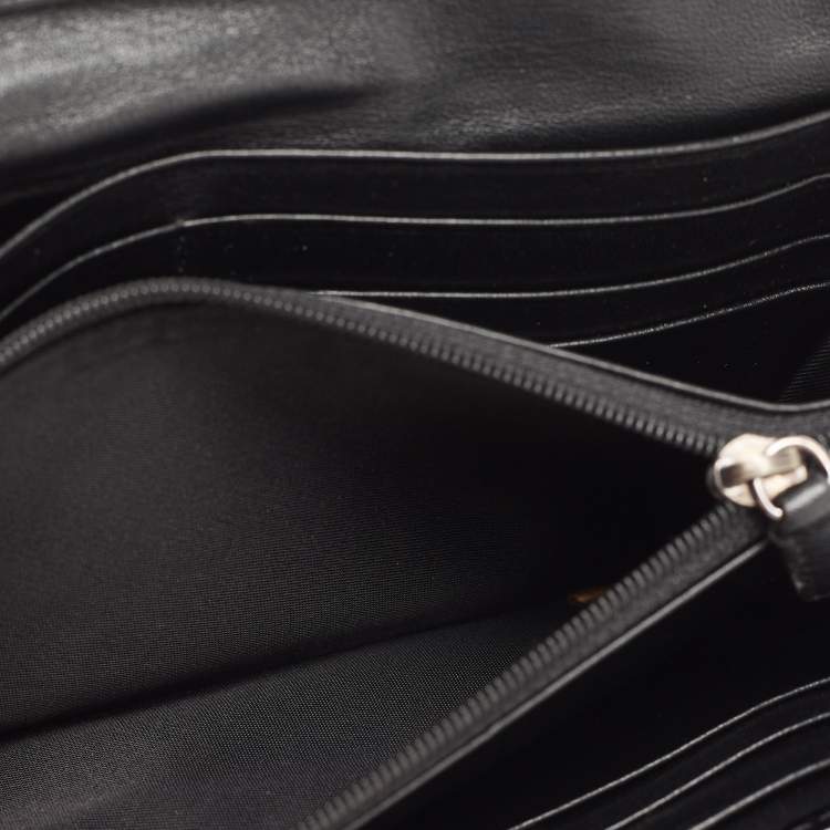 Pre Owned Burberry Black Beat Check Nylon and Patent Leather Penrose Continental Wallet