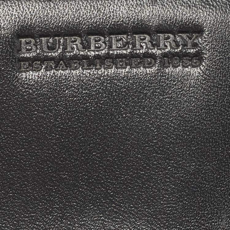 Pre Owned Burberry Black Beat Check Nylon and Patent Leather Penrose Continental Wallet