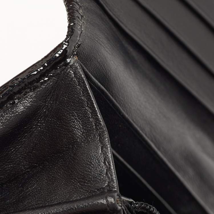 Pre Owned Burberry Black Beat Check Nylon and Patent Leather Penrose Continental Wallet