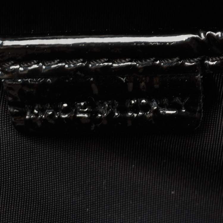 Pre Owned Burberry Black Beat Check Nylon and Patent Leather East/West Tote