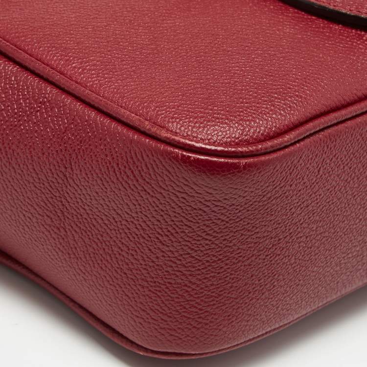 Pre Owned Burberry Red Leather Small Medley Buckle Crossbody Bag