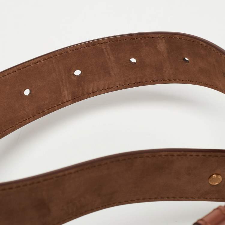 Pre Owned Burberry Brown Leather Mini TB Belt Bag