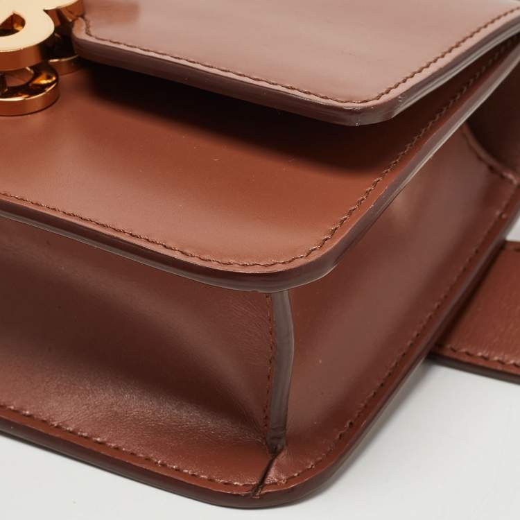 Pre Owned Burberry Brown Leather Mini TB Belt Bag
