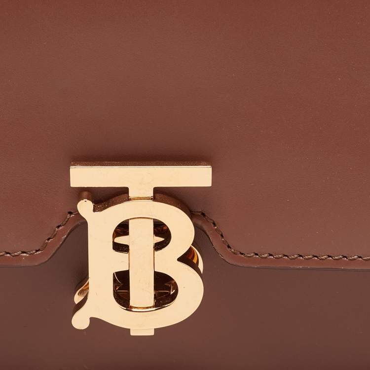 Pre Owned Burberry Brown Leather Mini TB Belt Bag