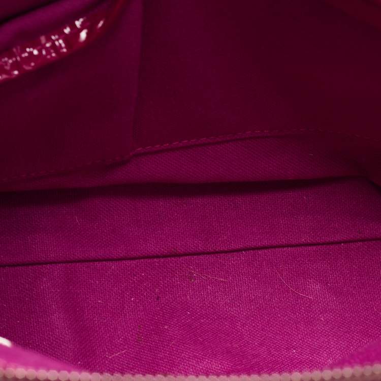 Pre Owned Burberry Fuchsia Check Embossed Patent Leather Tote