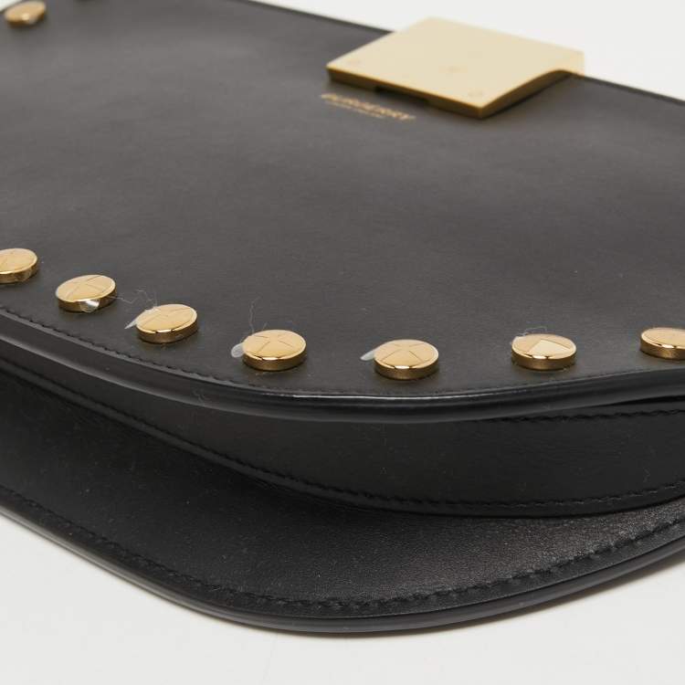 Pre Owned Burberry Black Studded Leather Olympia Clutch