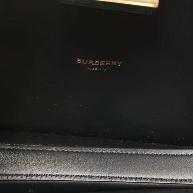 Pre Owned Burberry Black Studded Leather Olympia Clutch