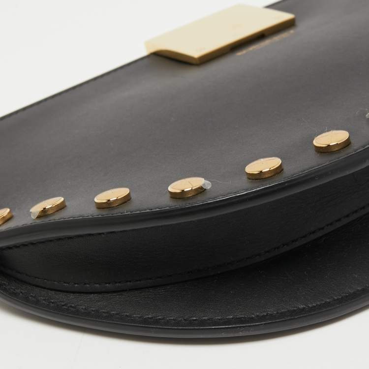 Pre Owned Burberry Black Studded Leather Olympia Clutch