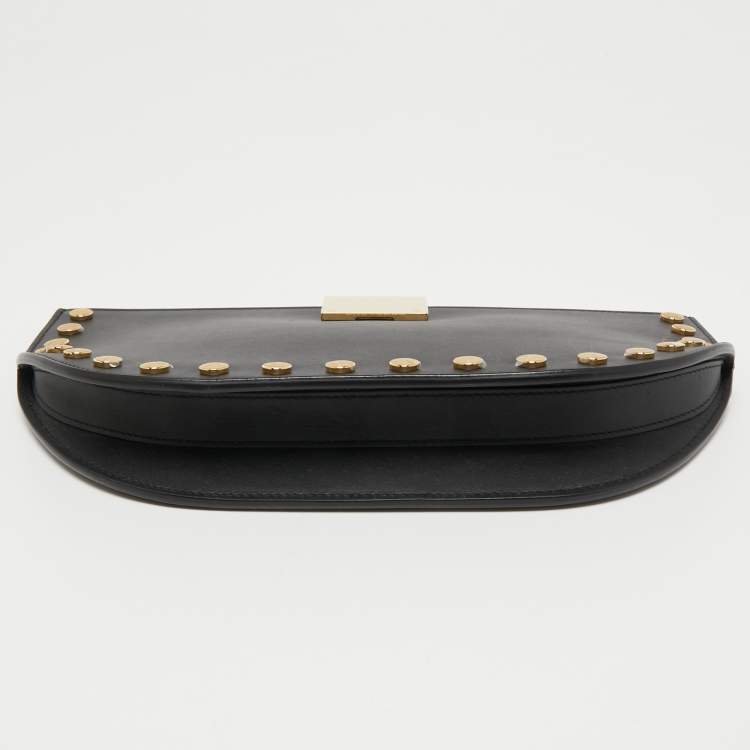 Pre Owned Burberry Black Studded Leather Olympia Clutch