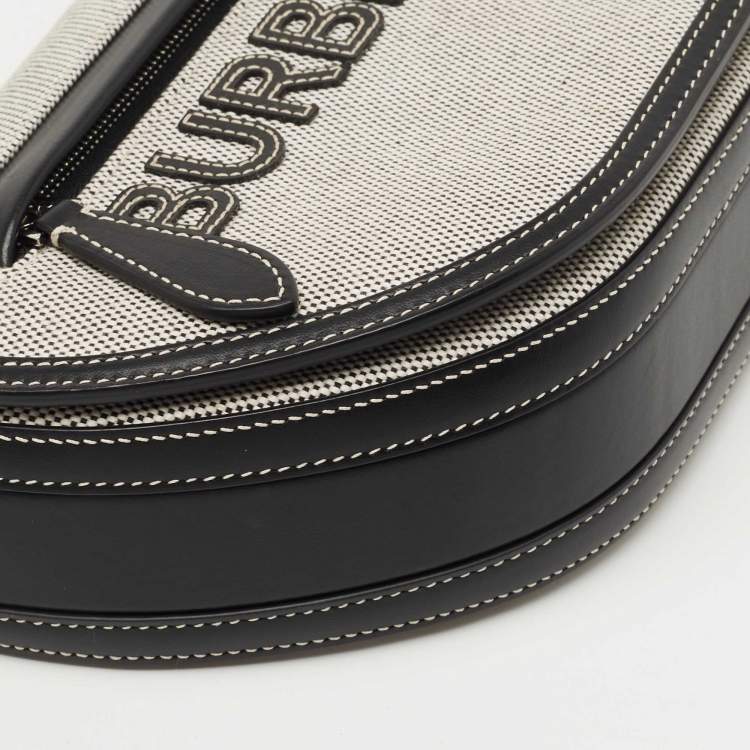 مملوكة مسبقًا Burberry Grey/Black Canvas and Leather Small Olympia Shoulder Bag
