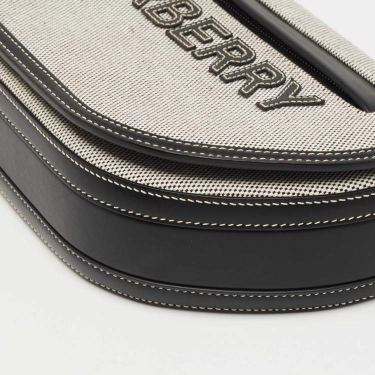 مملوكة مسبقًا Burberry Grey/Black Canvas and Leather Small Olympia Shoulder Bag