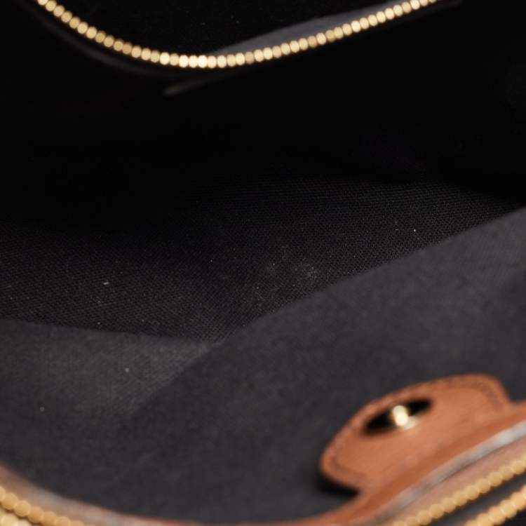 Pre Owned Burberry Beige Leather and House Check Fabric Medium Banner Tote