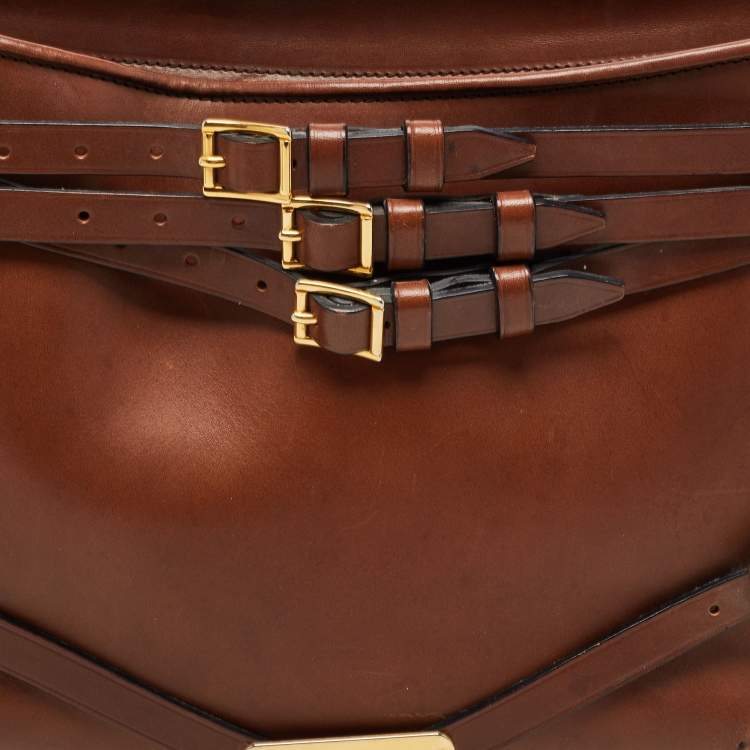 Pre Owned Burberry Brown Leather Small Bridle Dutton Hobo