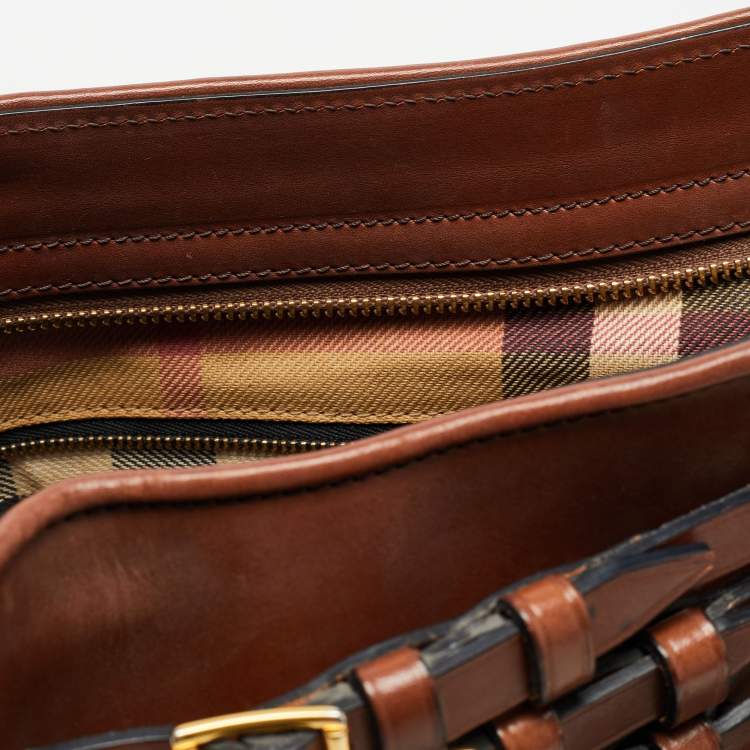 Pre Owned Burberry Brown Leather Small Bridle Dutton Hobo