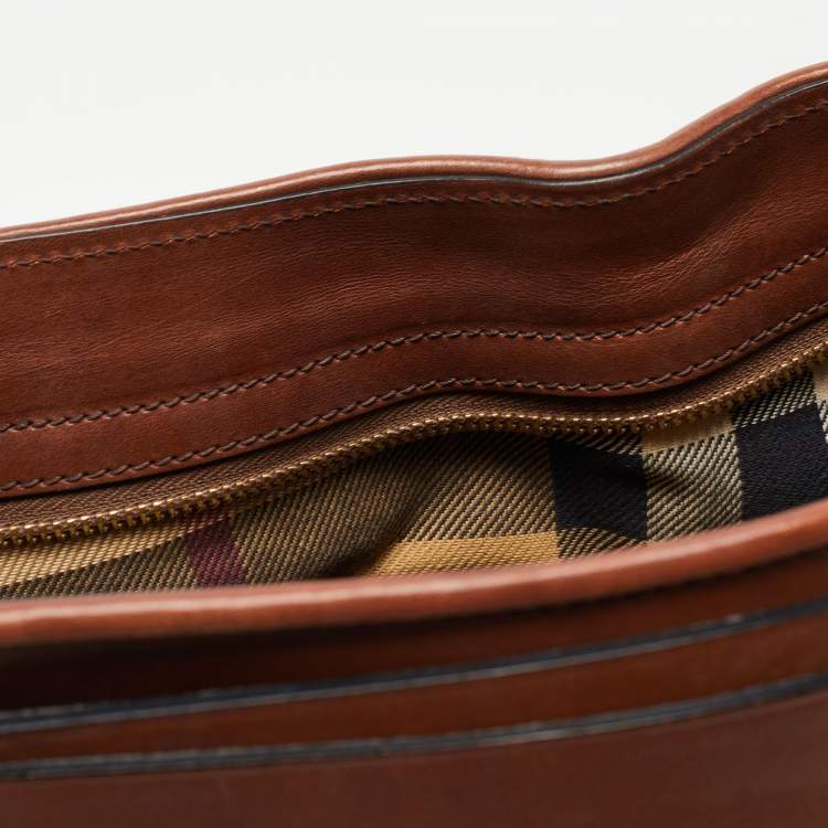 Pre Owned Burberry Brown Leather Small Bridle Dutton Hobo