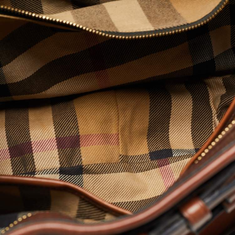 Pre Owned Burberry Brown Leather Small Bridle Dutton Hobo