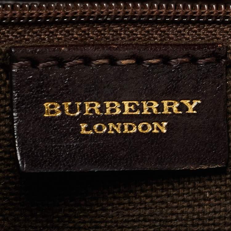 Pre Owned Burberry Beige/Brown Haymarket Check Canvas and Leather Shoulder Bag