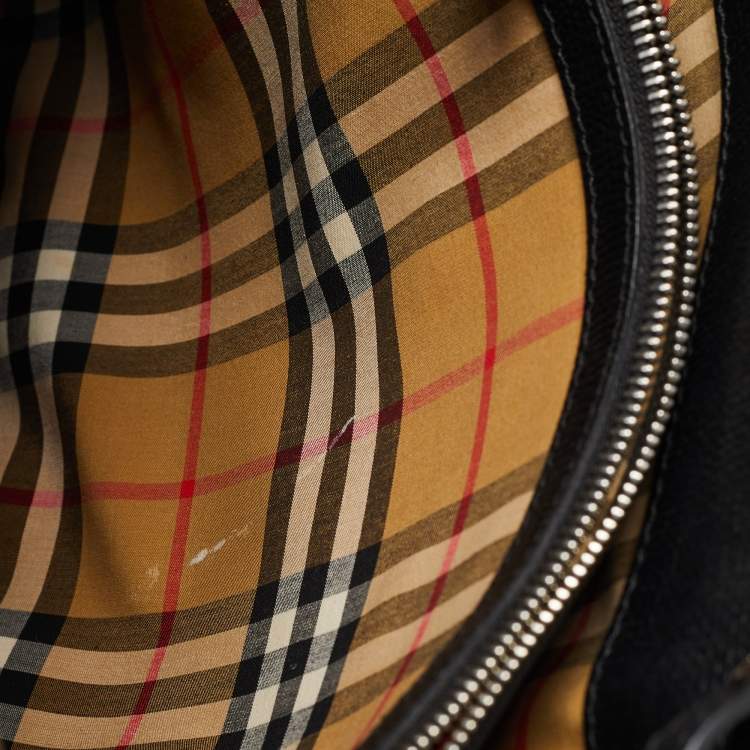 Pre Owned Burberry Black Leather Medium Banner Tote