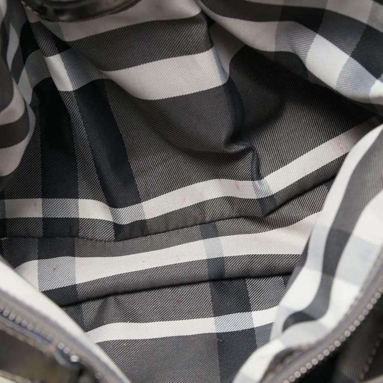 Pre Owned Burberry Metallic Pleated Leather Buckle Tote