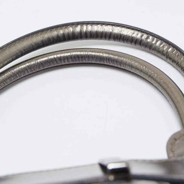 Pre Owned Burberry Metallic Pleated Leather Buckle Tote