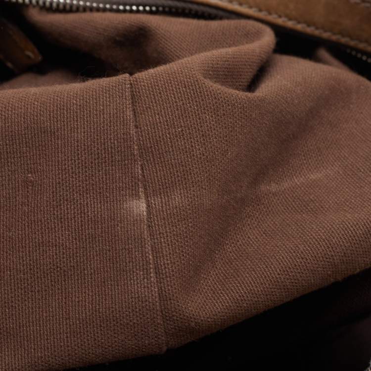 Pre Owned Burberry Beige/Tan House Check Canvas and Leather Hobo