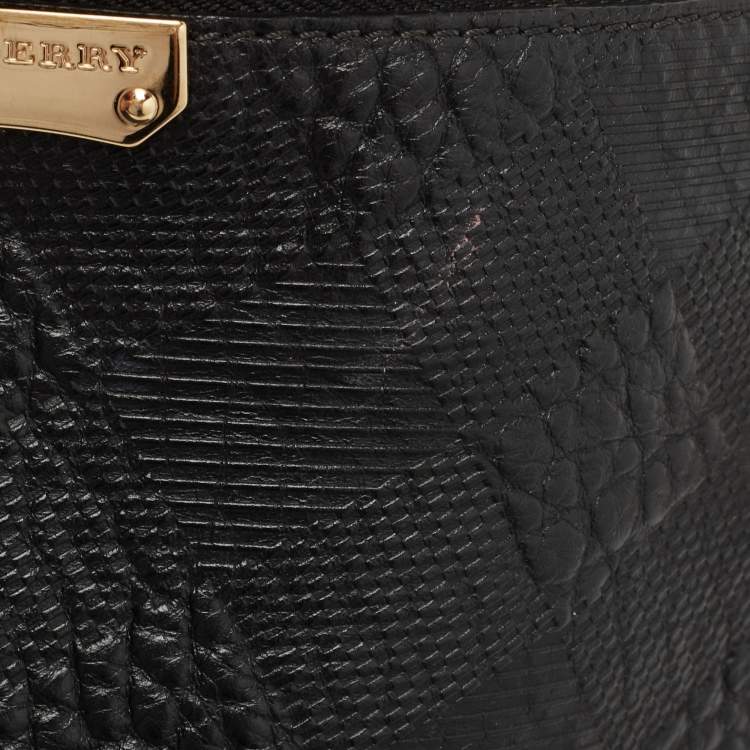 Pre Owned Burberry Black Grained Leather Peyton Crossbody Bag