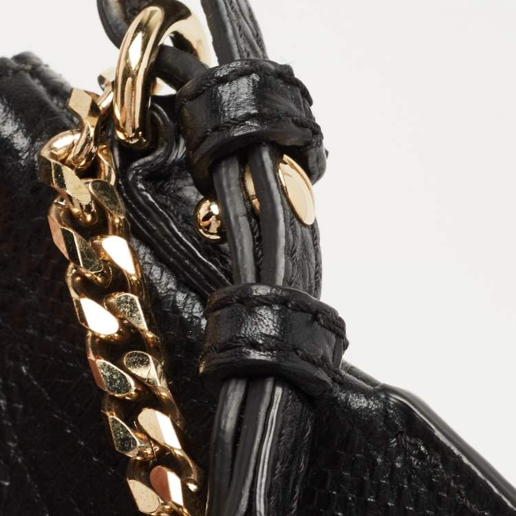 Pre Owned Burberry Black Grained Leather Peyton Crossbody Bag