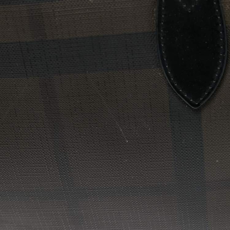 Pre Owned Burberry Brown/Black London Check Coated Canvas and Leather Shopper Tote