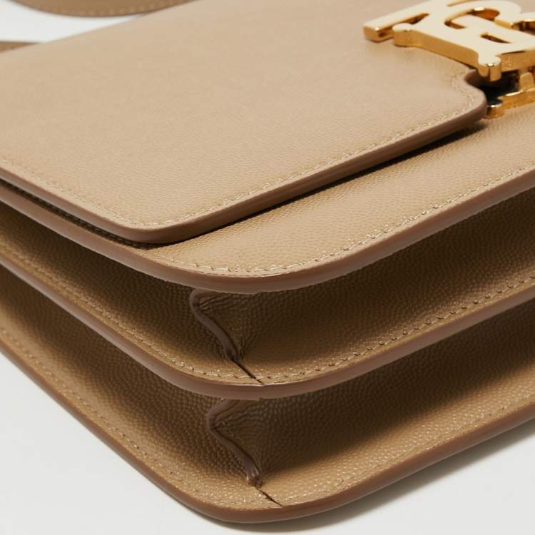 Pre Owned Burberry Beige Grain Leather Medium TB Shoulder Bag
