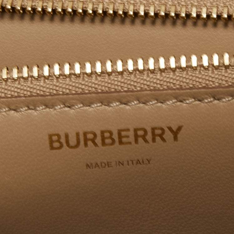 Pre Owned Burberry Beige Grain Leather Medium TB Shoulder Bag