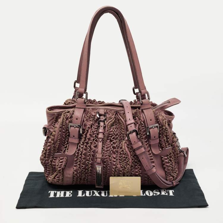 مملوكة مسبقًا Burberry Old Rose Leather Ruffled Leather Lowry Tote