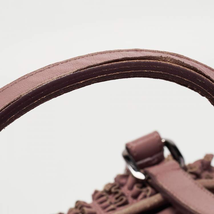 مملوكة مسبقًا Burberry Old Rose Leather Ruffled Leather Lowry Tote