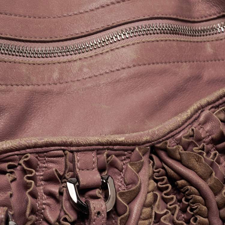 مملوكة مسبقًا Burberry Old Rose Leather Ruffled Leather Lowry Tote