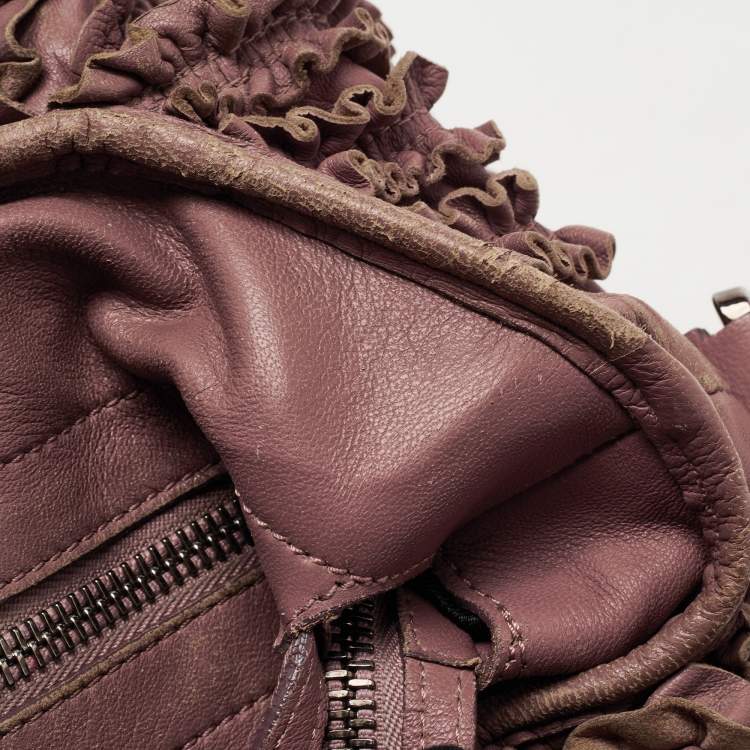 مملوكة مسبقًا Burberry Old Rose Leather Ruffled Leather Lowry Tote