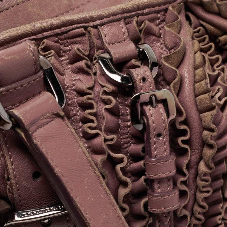 مملوكة مسبقًا Burberry Old Rose Leather Ruffled Leather Lowry Tote