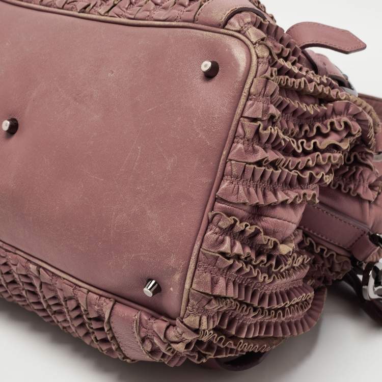 مملوكة مسبقًا Burberry Old Rose Leather Ruffled Leather Lowry Tote