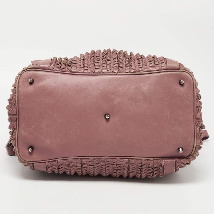 مملوكة مسبقًا Burberry Old Rose Leather Ruffled Leather Lowry Tote