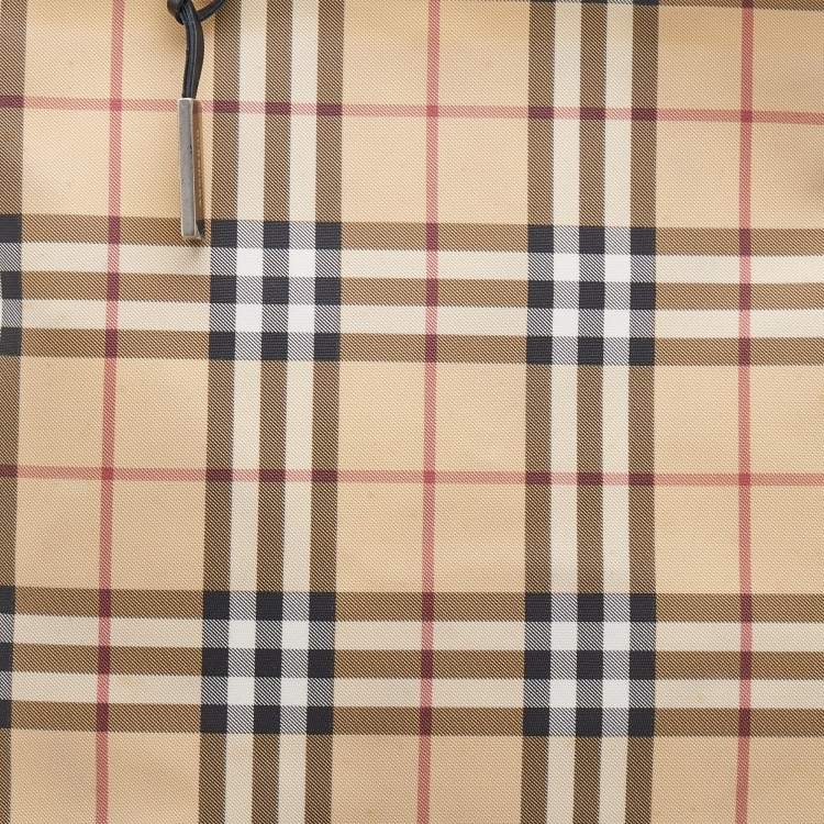 Pre Owned Burberry Beige/Black Nova Check Coated Canvas and Leather Shopper Tote